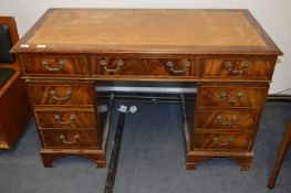 Mahogany Twin Pedestal Desk with Leather inlet Top