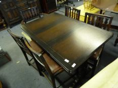 Oak Priory Style Drawer Leaf Table and Four Seat C