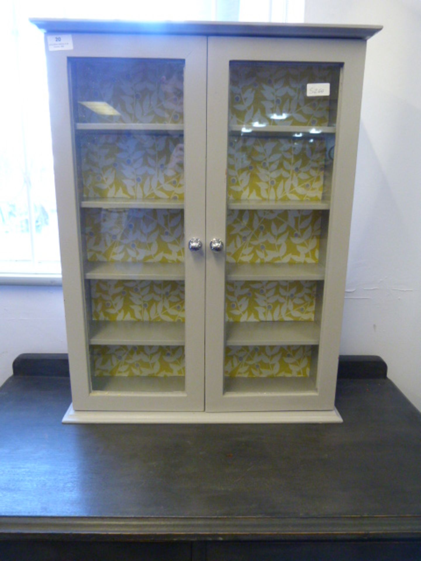 Painted Glazed Two Door Cabinet with Chrome Handle