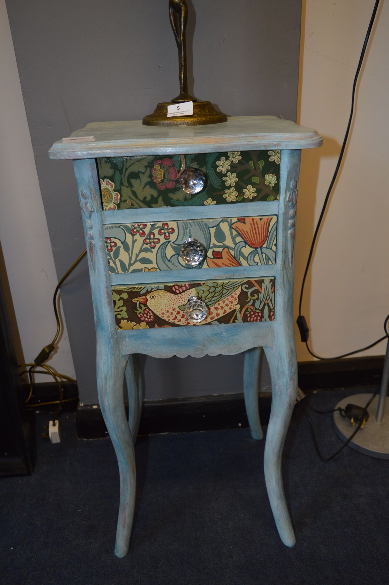 Shabby Chic Set of Drawers with Cut Glass Handles