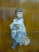 Nao Figurine - Young Boy with Backpack and Rabbit