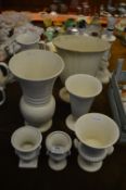 Selection of Seven White Pottery Vases Including W