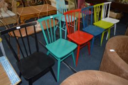 Set of Six Multicolour Painted Stickback Dining Ch