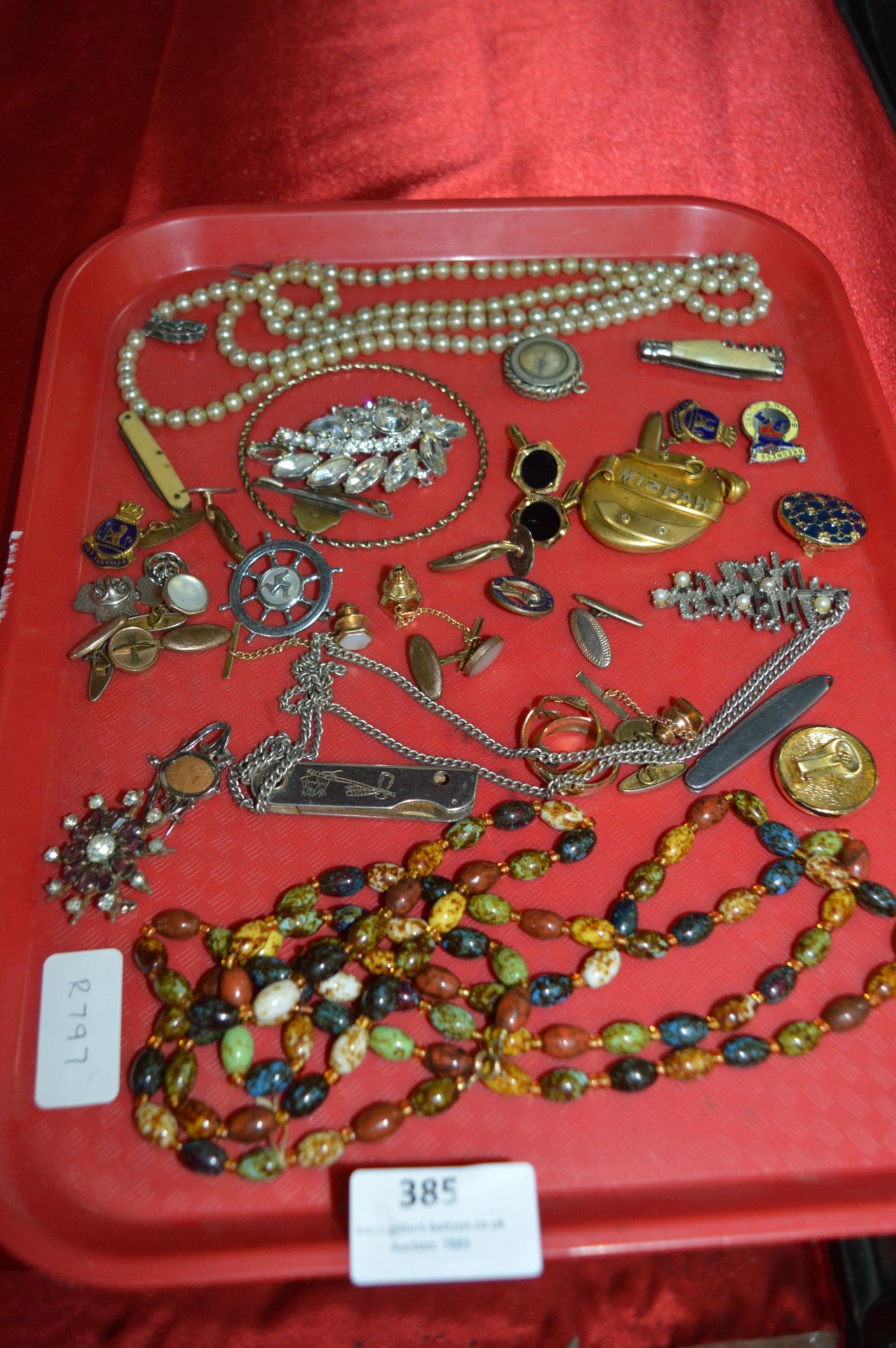 Costume Jewellery; Necklaces, Cuff Links, Pin Badg