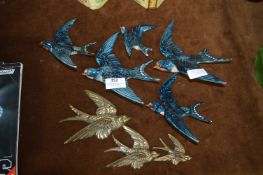 Pottery & Brass Wall Mounted Swallows