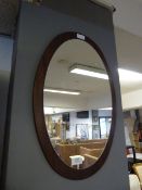 Oval Wall Mirror on Mahogany Plaque
