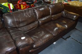 *Richland Brown Leather Three Seat Sofa