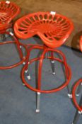 *Red Cast Metal Tractor Seat Stool