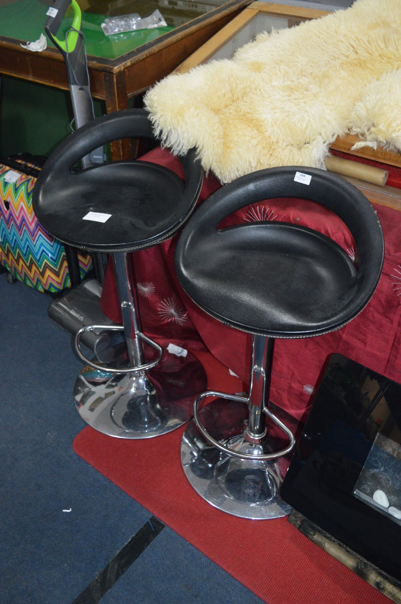 *Two Black Gas Lift Barstools