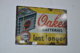 *Small Metal Sign - Oakes Batteries