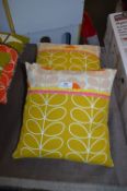 Pair of Leaf Decorated Cushions (Mustard & Light Brown)