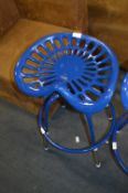*Blue Cast Metal Tractor Seat Stool