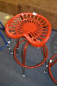 *Red Cast Metal Tractor Seat Stool