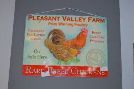 *Enameled Metal Sign - Present Valley Farm, Rare Bread Chickens