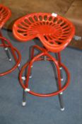 *Red Cast Metal Tractor Street Stool