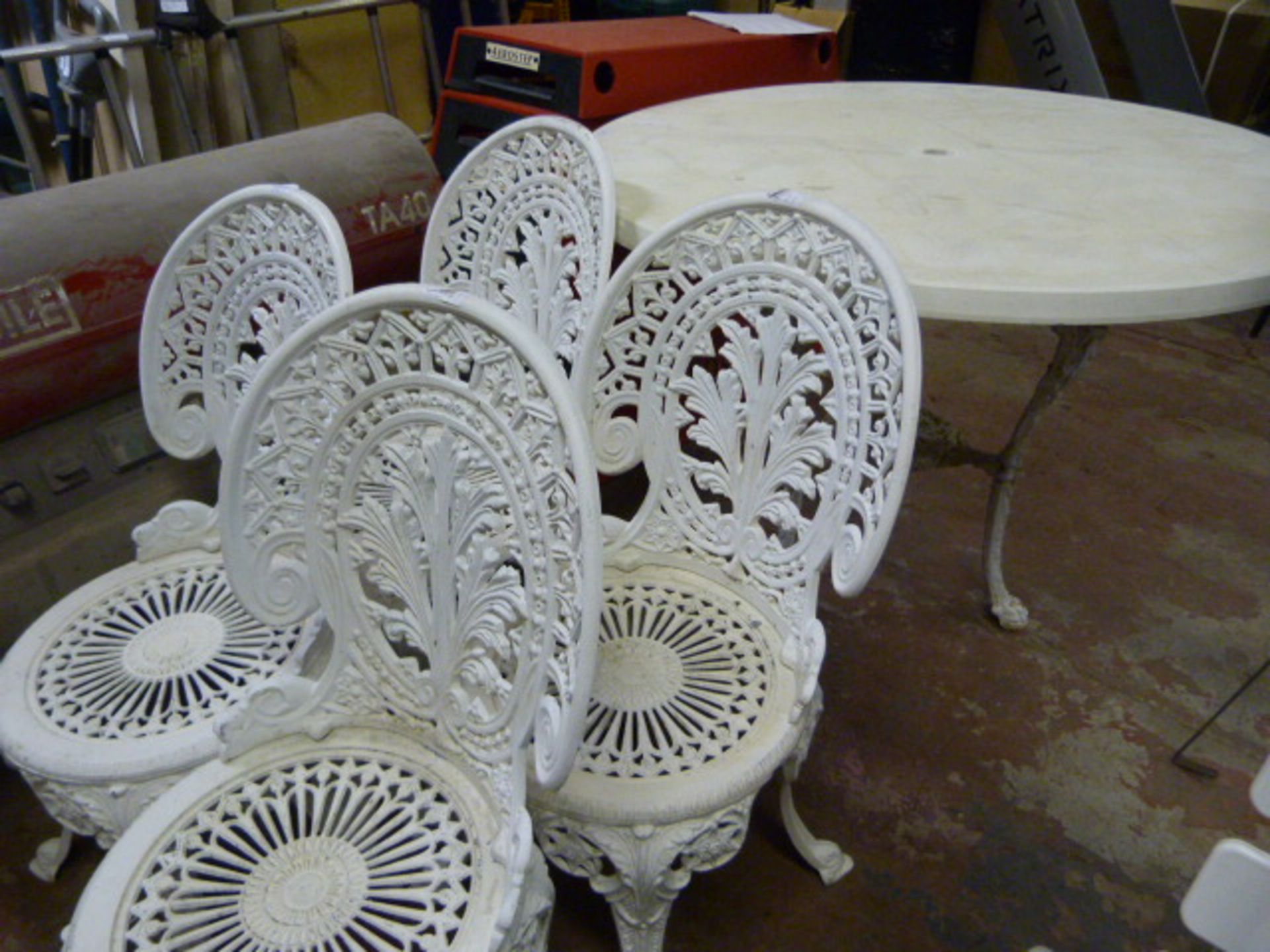 Cast Iron Garden Table with Plastic Top and Four A