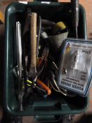 Box of Assorted Tool, Hammers, Cable, Bill Hook, B