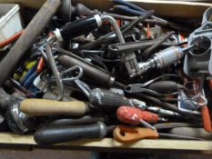 *Box Containing Assorted Hand Tools; Hammer, Spann