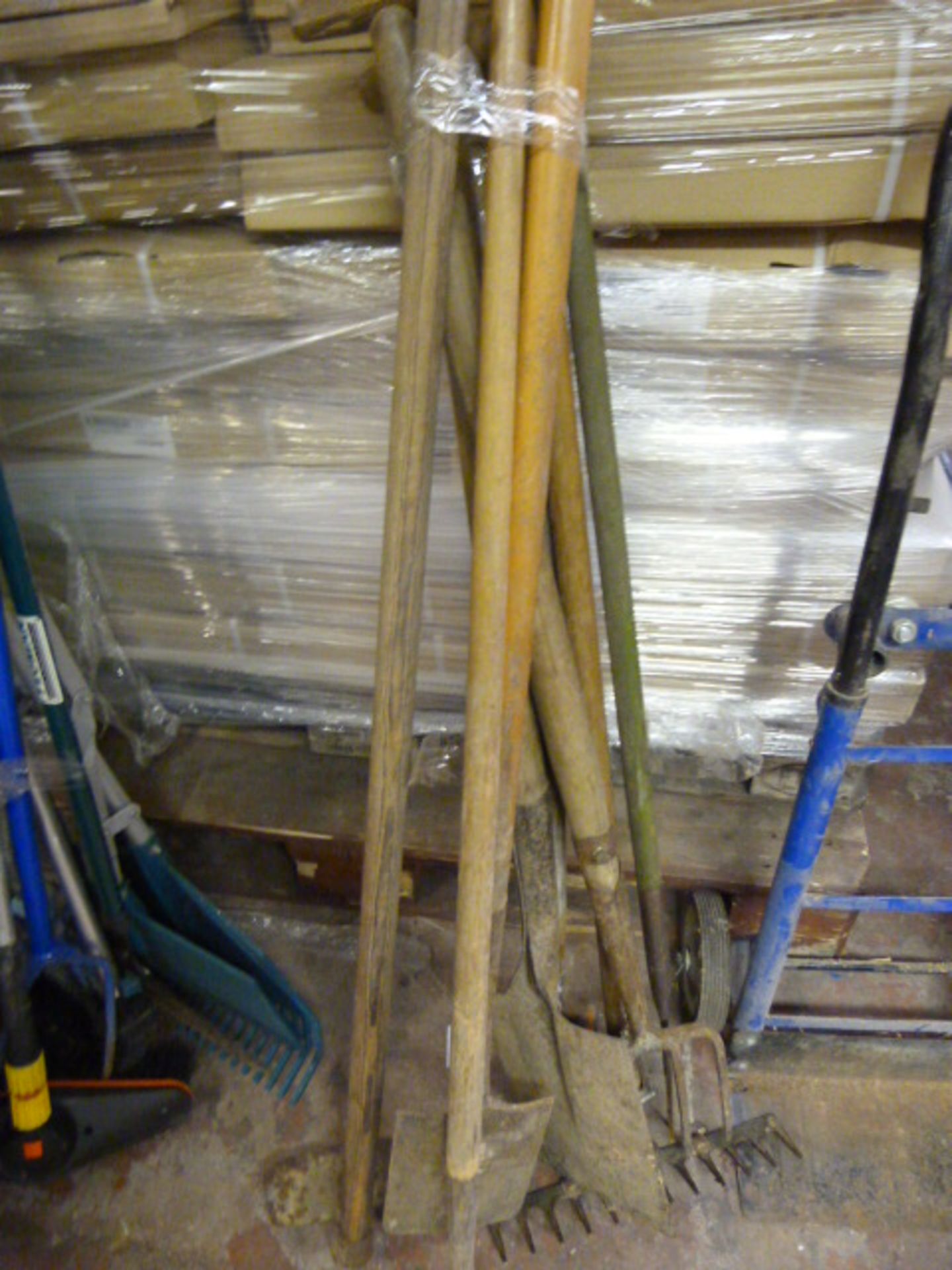 Selection of Eight Garden Tools; Rake, Fork, Hose,