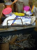 Toolbox and Contents; Dust Masks, Nuts & Bolts, et