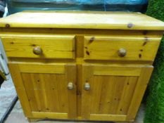 Small Pine Cupboard with Two Drawers