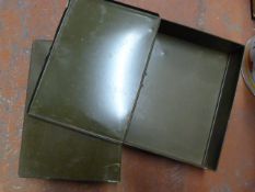 Two Green Metal Document Boxes