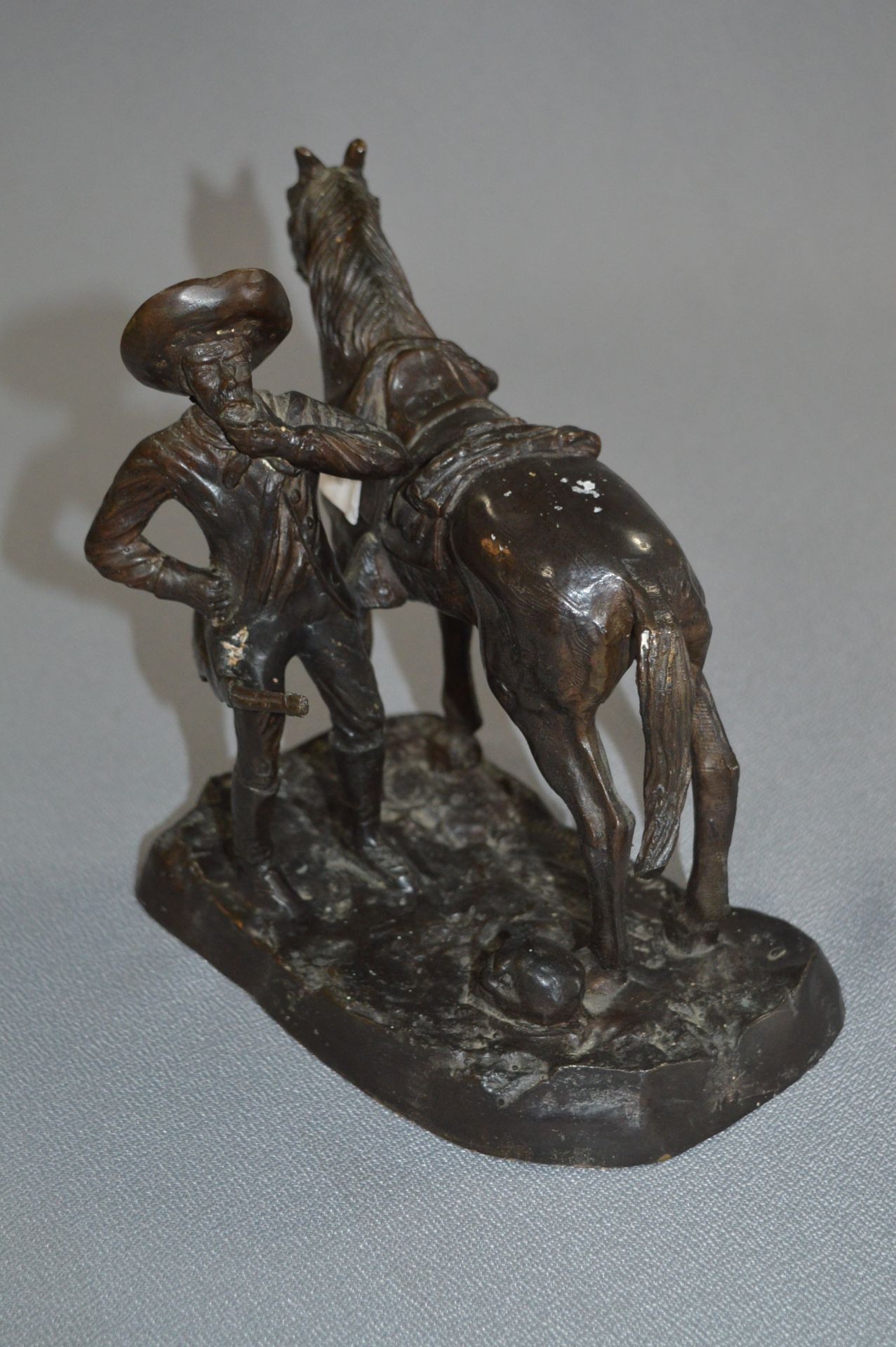 Bronze Effect Figurine - Prairie Cowboy & Horse - Image 2 of 4