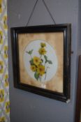 Framed Painting on Glass - Flowers