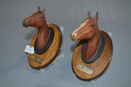 Pair of Beswick Horse Head Wall Plaques - Red Rum and The Minstrel