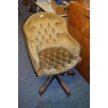 Vela and Button Upholstered Swivel Arm Chair