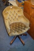 Vela and Button Upholstered Swivel Arm Chair