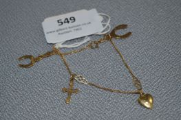9cT Gold Charm Bracelet - Approx 3.6g