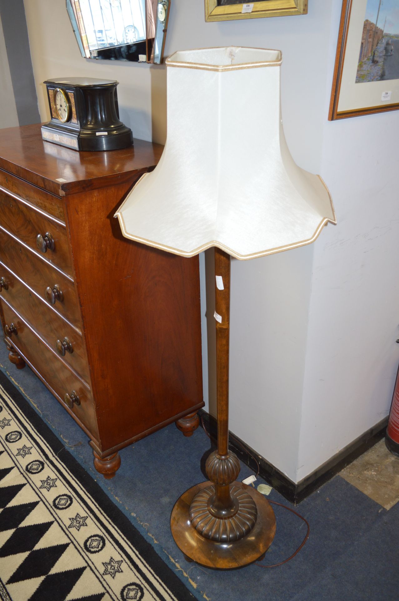 Walnut Standard Lamp and Shade