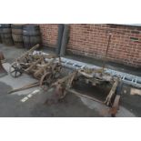 Pair of Industrial Barrow Axles with Cast Iron Whe