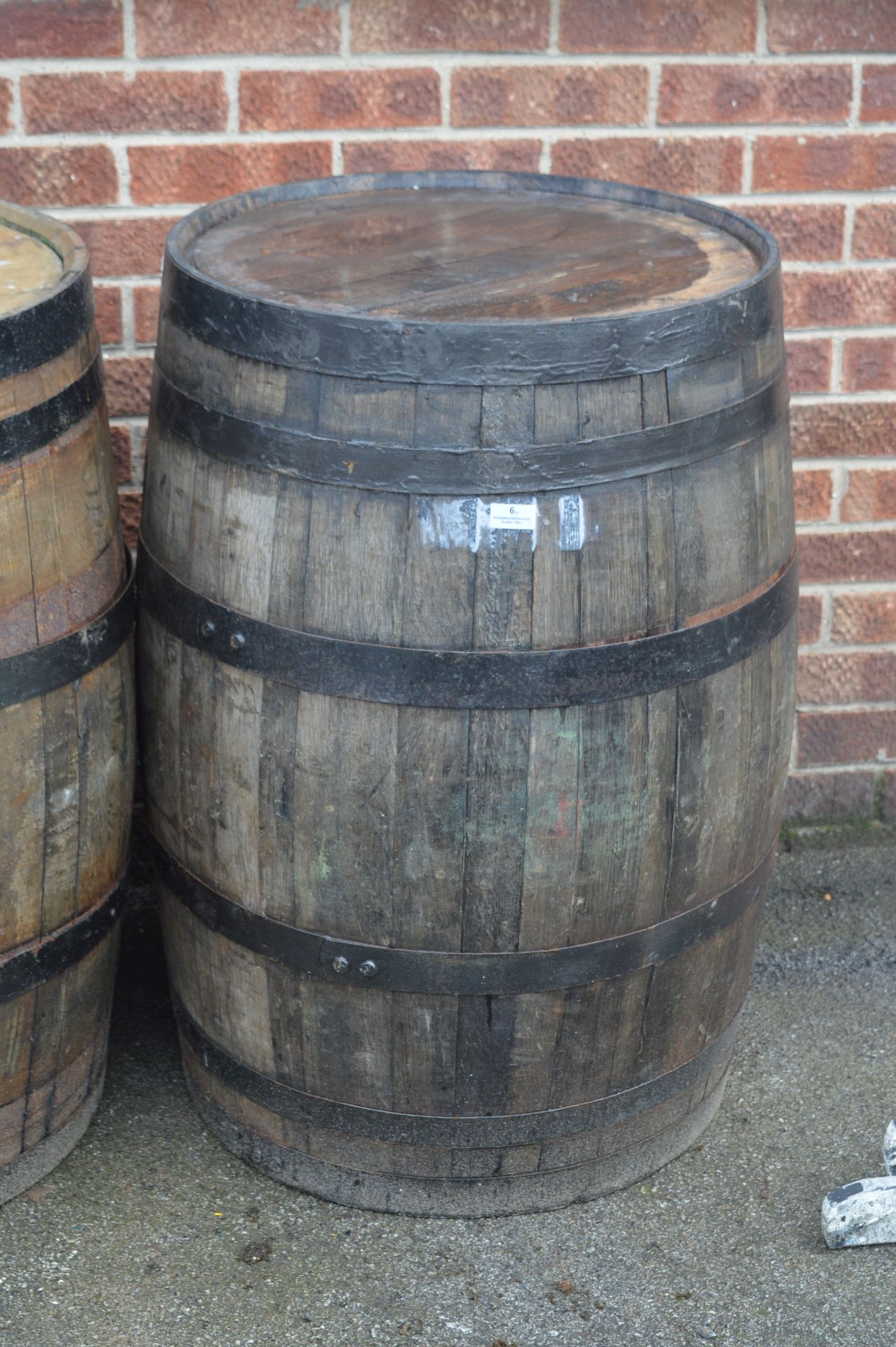 Large Metal Bound Oak Barrel