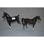 Two Beswick Figurines - Black Horses