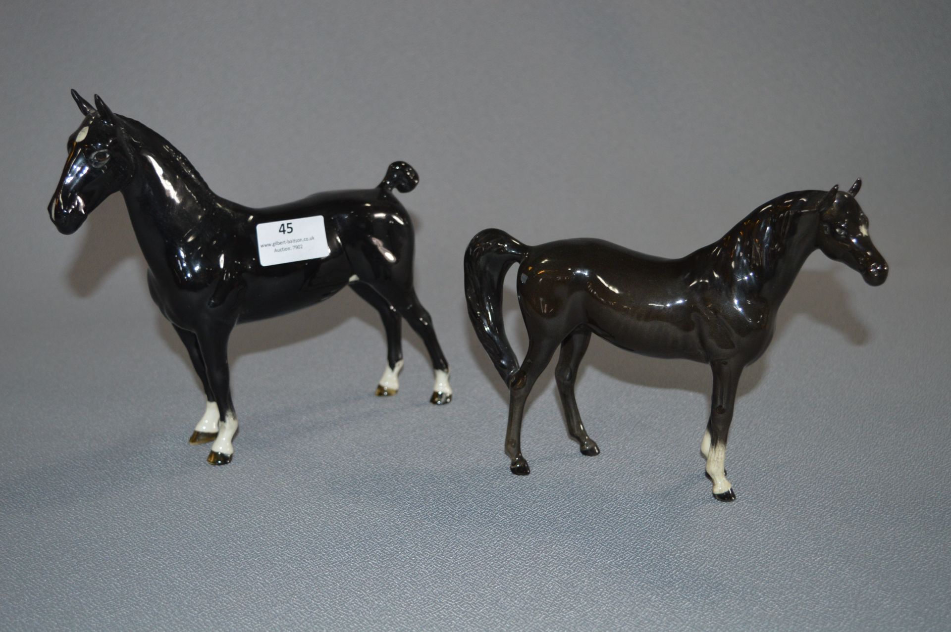 Two Beswick Figurines - Black Horses