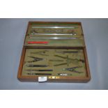 Oak Cased Draftsmen's Drawing Set