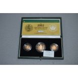 2002 UK Gold Proof Three Coin Sovereign Set in Pre