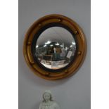 Circular Gilt Framed Convex Wall Mirror
