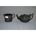 Black Basalt Teapot and a Wedgwood Jug