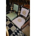 Pair of Ebonised Oak Nursing Chairs with Upholster