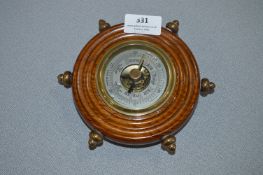Small Oak Ship Wheel Barometer