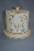 Gilt Decorated Pottery Cheese Dome with Dish