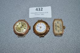 Three 9cT Gold Wristwatches (For Repair)