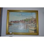 Gilt Framed Oil on Board - Sunday Morn Whitby Harb