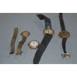 Four 9cT Gold Cased Wristwatches