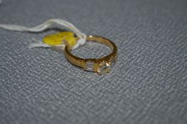 Gold Ring Stamped 750 Set with Diamonds