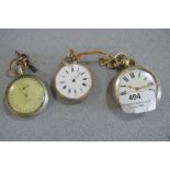 Two Silver and One Chrome Pocket Watches