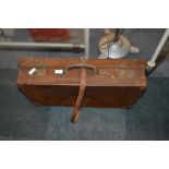 Leather Suitcase with Strap and Brass Fittings
